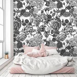 3D Doodle Peony Flower G435 Wallpaper Mural Self-adhesive Removable Sticker Joy
