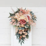 Cascasding bouquet Boho bouquet Dusty rose peach ivory bridal bouquet Faux bouquet Fall wedding Silk flowers Boho wedding