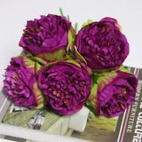 Artificial Flowers Bouquet Fake Flowers for Decoration 5Big Heads 11cm Diameter