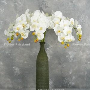 38" Real Touch 9 Heads Orchid Stem | High Quality Artificial Flower | Floral | Centerpiece | Wedding/Home Decoration | Gifts - White