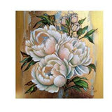 Peony Painting Gold leaf Floral Original Art White Peony Peony Wall Art Gold Art Housewarming gift Anniversary Gift 12 by 12 by Barbie Luck