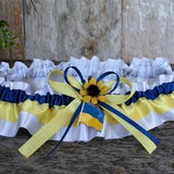 Satin garter with a white and blue flag of Ukraine for wedding or prom