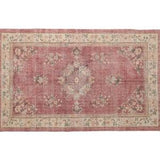 Handmade wool rug, Fuchsia rug, Large turkish rug, Low pile rug, Rug with Frame, Floral Oushak, Vintage rug, Area rug, 5.8x8.9 ft, RK 11846