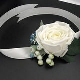 Real Touch Ivory Rose Wrist Corsage, Bridal Corsage, Wedding  Bracelet, Floral Prom corsage, Mother of Bride, Ivory flower hand bracelet,