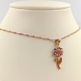 Two Tone Pave Sunflower Necklace; 925 CZ Sun Flower Necklace on Silver Chain; Rose Gold Sunflower Necklace w Gold Leaves, Infinity Close