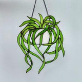 Spider Hanging Plant suncatcher, Fake Curly Spider plant,Plant lover gift,vine plant,stained glass art,home office window decor,suncatcher