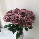 10pcs Silk Dusty  Rose Flowers Stem 45cm Long for Wedding Centerpieces Home Office Decoration