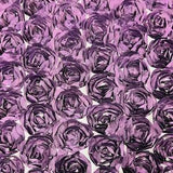 Eggplant Rosette Fabric 3D Floral Fabric By The Yard, Peony Bouquet Fabric on Mesh, 3D Rosette Satin Fabric Wedding Decor.