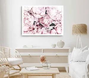 Pink Peonies Print, Floral Wall Art, Pink Peonie Framed Flowers Wall Art, Floral