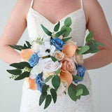 Blue Jay and Peach Wedding Bouquet with Anemone - Ships the Next Day - ID #8