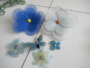 LOT OF 6! Fabric & Glass Decorative Flowers Butterflies Wall Hanging Decor NEW!