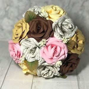 Book page or song lyric paper flower bouquet Paper flowers Paper roses, Birthday gifts, Mothers day, First Anniversary gifts Book Page gifts
