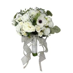 Wedding Bouquet of Rose & Calla Lily  for Bridal Bridesmaid Artificial Flower White/Green