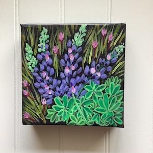 Icelandic Lupin Art Series, Original Acrylic Painting of Lupin Flowers from Iceland