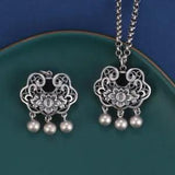 S925 Sterling Silver Tassel Peony Flower Ruyi Lock Pendant Hollow Out Pendant