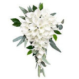 Long Cascading Bouquet-Real touch life-like artificial calla lily Grey lush green eucalyptus farmhouse rustic boho airy wedding
