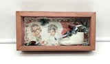Vintage Shadow Box Dried Flowers Lace Baby Shoe Assemblage Display