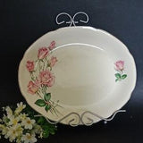 Vintage "Rose Bouquet" pattern Serving Platter 11"x9.25"; by England; Cream Platter with Pink Roses and Rimmed in 22k Gold