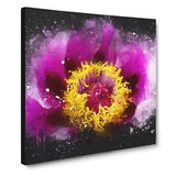 Purple Peony Flower Vol.1 Paint Splash Canvas Print Wall Art Framed Large