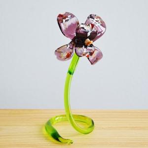 Purple Glass Orchid Flower - Orchid Ornaments Figurine - Blown Flower Sculpture - Art Decor for Garden - Decoration for Plants - Flower Gift