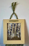 Yellow Purple Dried pressed flowers in wood Shabby Chic Yellow 14 x 12 frame