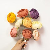 Simple Ranunculi Felt Flower Stem
