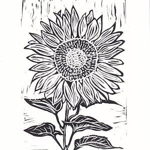 Sunflower (single) 6x8in Block Print
