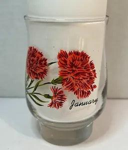 Vintage Flower of the Month JANUARY  Carnation Dominion Glass 10oz Tumbler