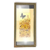 Vintage Pressed Butterfly Flowers Wood Framed Signed Lila Pansies Ferns 11 x 23"