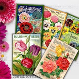 Flower Seed Packet Seed Catalogue Advertisement Vintage Printable Set 1, Flower Ephemera Printable, Printable Garden Junk Journal Kit