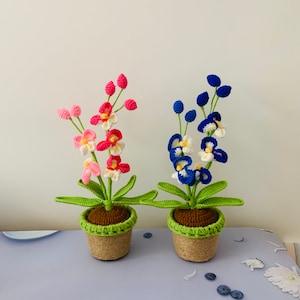 Hand crochet Butterfly Orchid flower potted ornaments artifact handicraft Valentines's day gift home decor Festival supplies