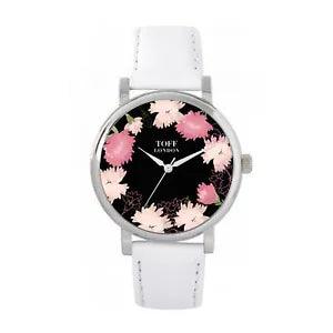 Toff London TLWS-37084 Ladies Pink Carnations Flower Watch