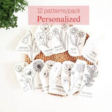 Birth month flower stick and stitch embroidery pattern, floral stick and sew, peel and stitch, stick on hand embroidery design, personalized