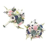 Real Touch Artificial White Ivory Pink Peony Rose Anemone Navy Succulent Bridal Bridesmaids Cascade Bouquets Prom Wedding Flower Centerpiece