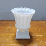 Vintage Milk Glass Planter with Scalloped Edges