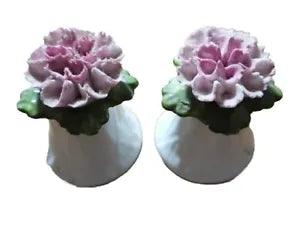 Vtg Aynsley English Fine Bone China Pink Flower Salt Pepper Shaker?carnation