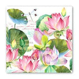 @ MICHEL DESIGN WORKS 20 Large Picnic Luncheon Napkin WATER LILIES Pink Flower
