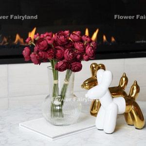Mini Ranunculus Small Bundle | High Quality Artificial Flower | DIY Floral | Wedding/Home Decoration | Gifts - Burgundy