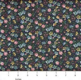 Lily Garden Country Flowers Calico Navy Blue 100% Cotton Fabric - PICK SIZE