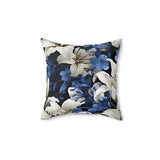 Floral Pillow Blue and White Lily Pillow Room Accent Polyester Couch Pillows