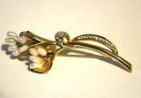 Gold Flower Brooch Lily Breastpin Pin Badge Floral Gold Tone