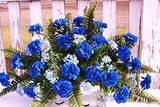 Artificial Fathers Day Cemetery Memorial Grave Silk Flowers Blue Carnations Dad