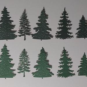 Nice set of 5 cutouts of green fir trees to decorate all your scrapbooking and other projects. Diary, greeting cards, diary.