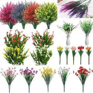 8/10X Artificial Flower Fake Plant Lavender Tulips Rose Violet Home Garden Decor