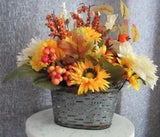 Silk Fall Flower Centerpiece/Arrangement- White, Orange, Yellow Hand Made - New
