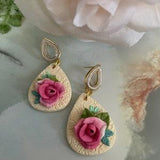 floral artisan earrings flower earrings |floral clay earrings |handmade earrings| wedding earrings |floral bouquet earrings|rose earrings