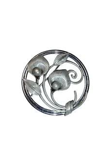 Antique 925 Sterling Silver  Van Dell Lily Floral Leaf Pin Brooch