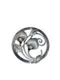 Antique 925 Sterling Silver  Van Dell Lily Floral Leaf Pin Brooch