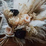 Black and White Wedding Bouquet / Boho Bouquet / Dried Flower / Preserved Roses
