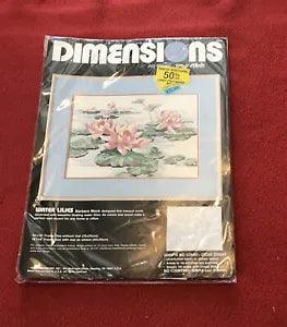 1988 Dimensions Cross Stitch Kit Pattern #3924 Water Lilies, New Old Stock